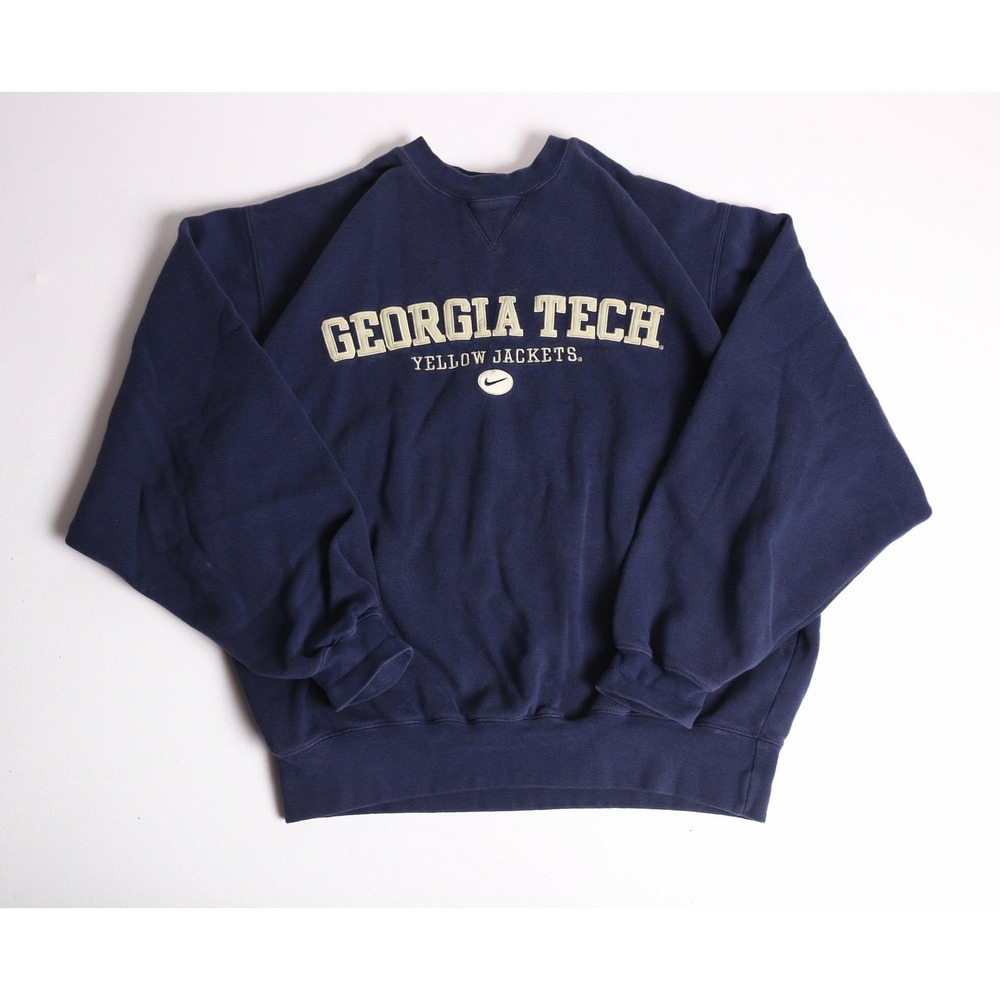Vintage Nike Team Georgia Tech Yellow Jackets Sweatshirt Navy Blue Mens Medium